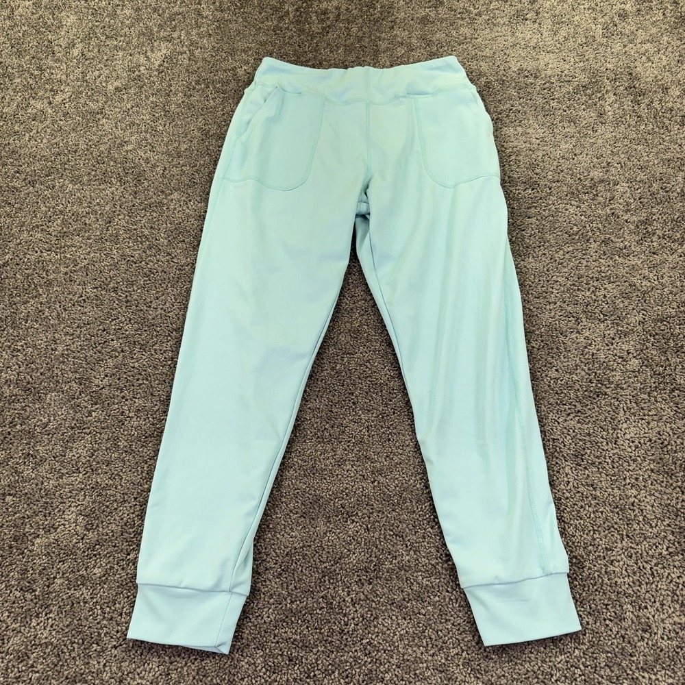 Real Essentials Legging Pants Womens L Blue Elastic Waist Pockets Yoga Stretch